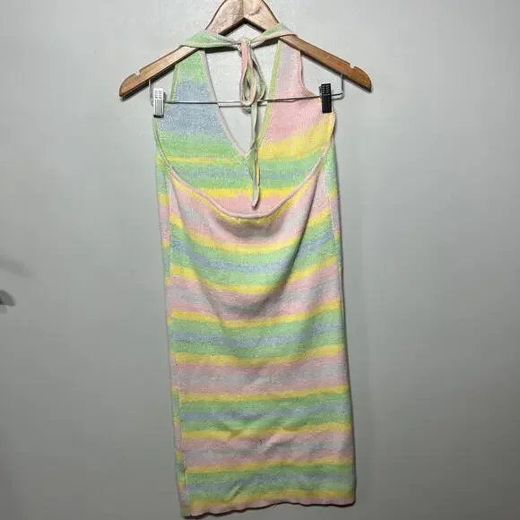 Wild Fable NWT Dress Pastel Rainbow Striped Knit Halter Summer Vacation Beach XL - Picture 5 of 9